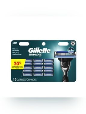 24% Off RETAIL! Gillette Mach3 3-Blade Razor Blade Refills, 15 Count